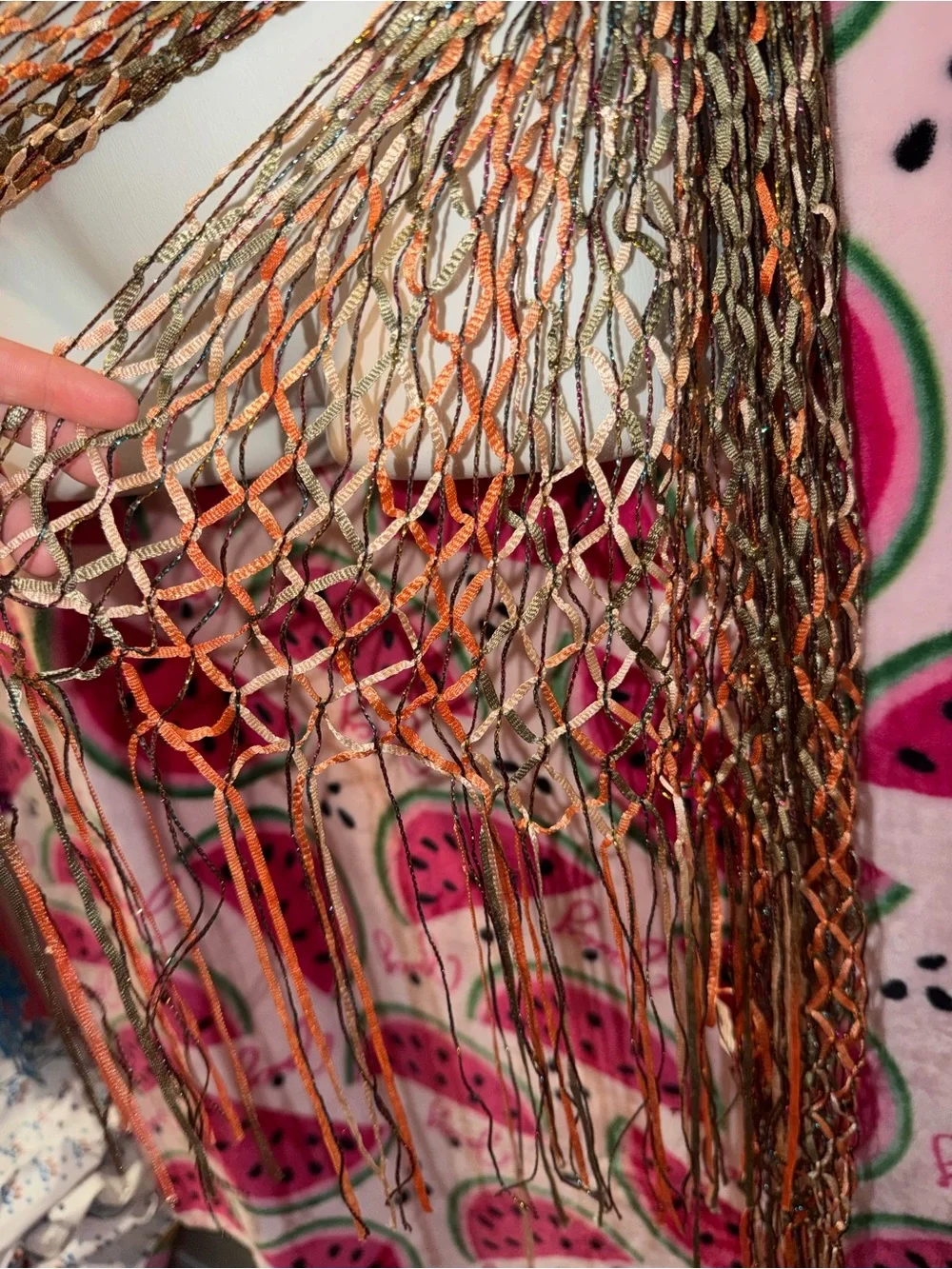 🧡🤎 Crochet Fringe Wrap/ Scarf
